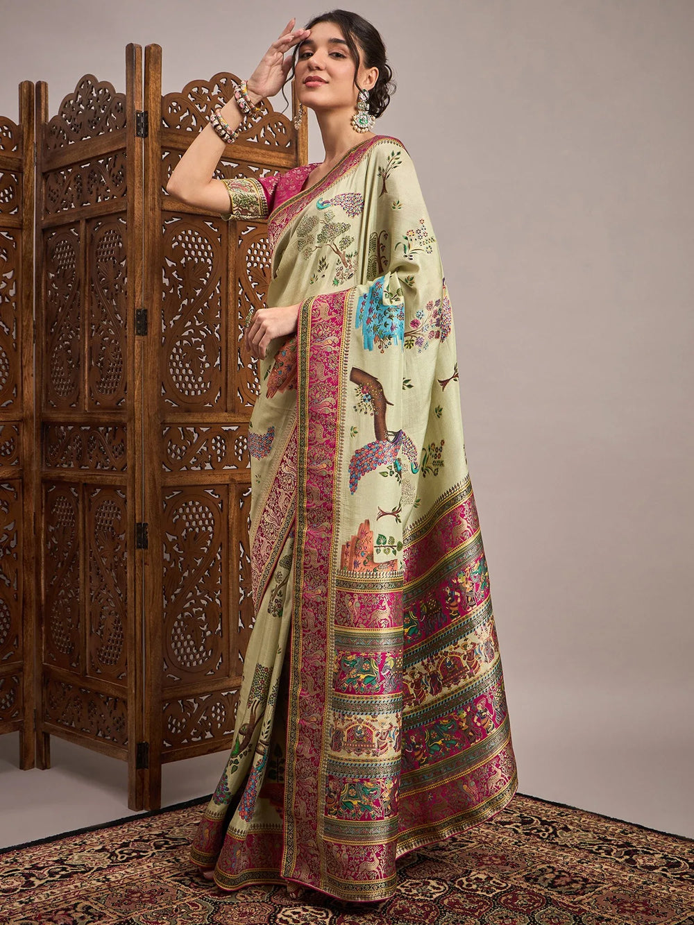 Light Banarasi Viscose Silk Woven Saree - The Dori Store