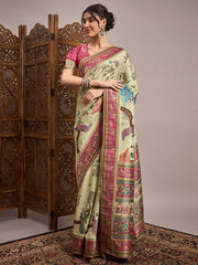Light Banarasi Viscose Silk Woven Saree - The Dori Store