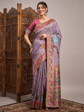 Lavendar Banarasi Viscose Silk Woven Saree - The Dori Store