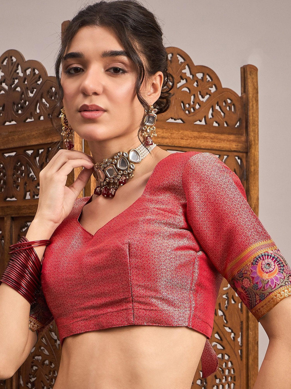 Light Banarasi Viscose Silk Woven Saree - The Dori Store