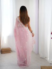 Mauve Party Wear Chiffon Embellished Saree - The Dori Store