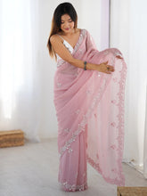 Mauve Party Wear Chiffon Embellished Saree - The Dori Store
