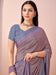 Lavender Lavendar Block Print Crepe Printed Saree