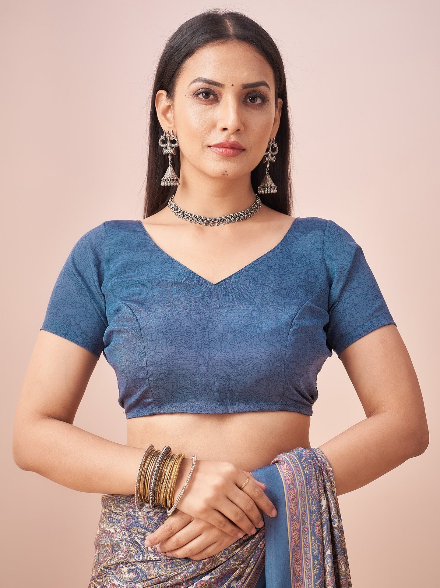 Light Block Print Crepe Printed Saree