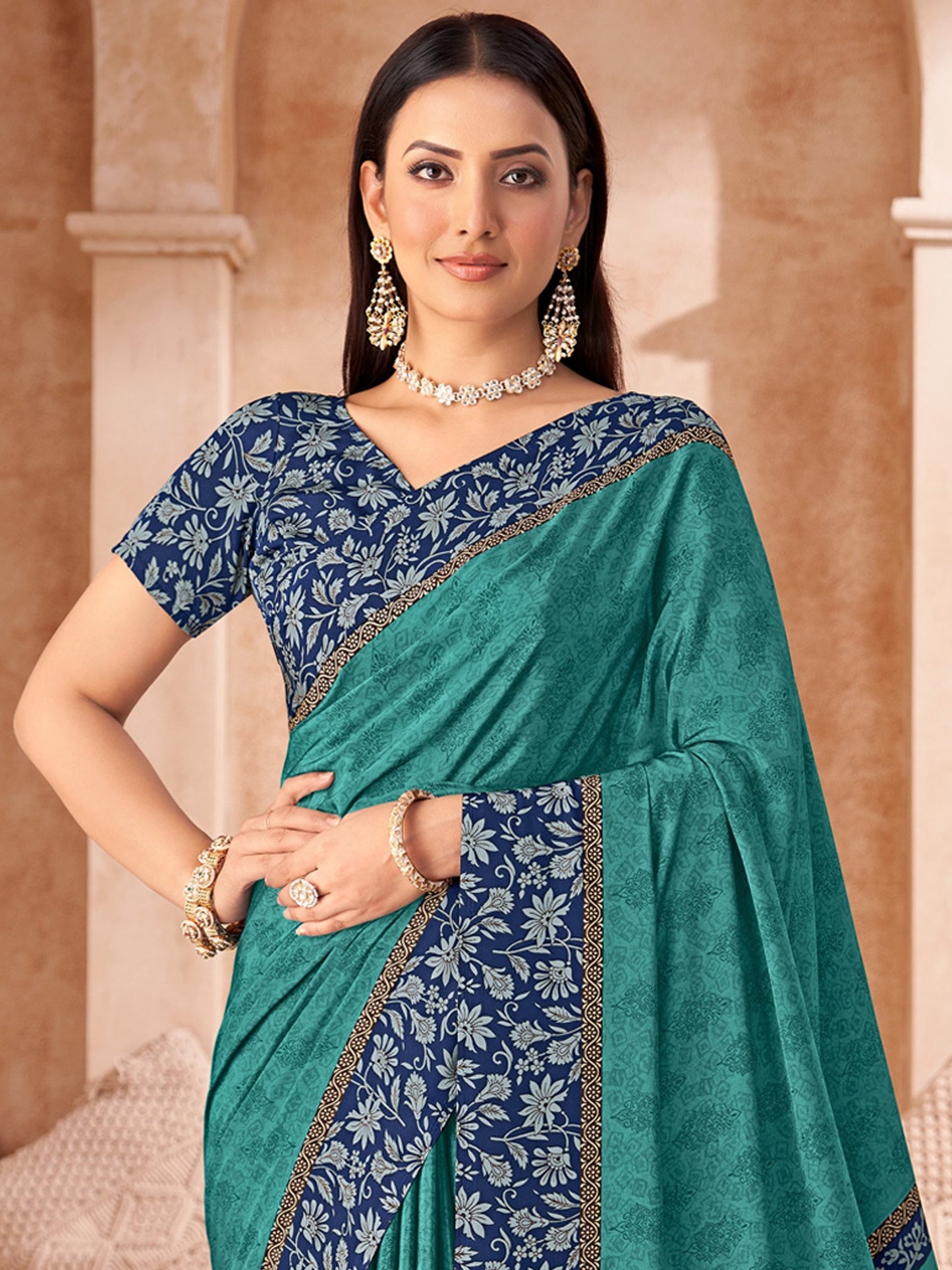 Light Bagru Crepe Printed Saree