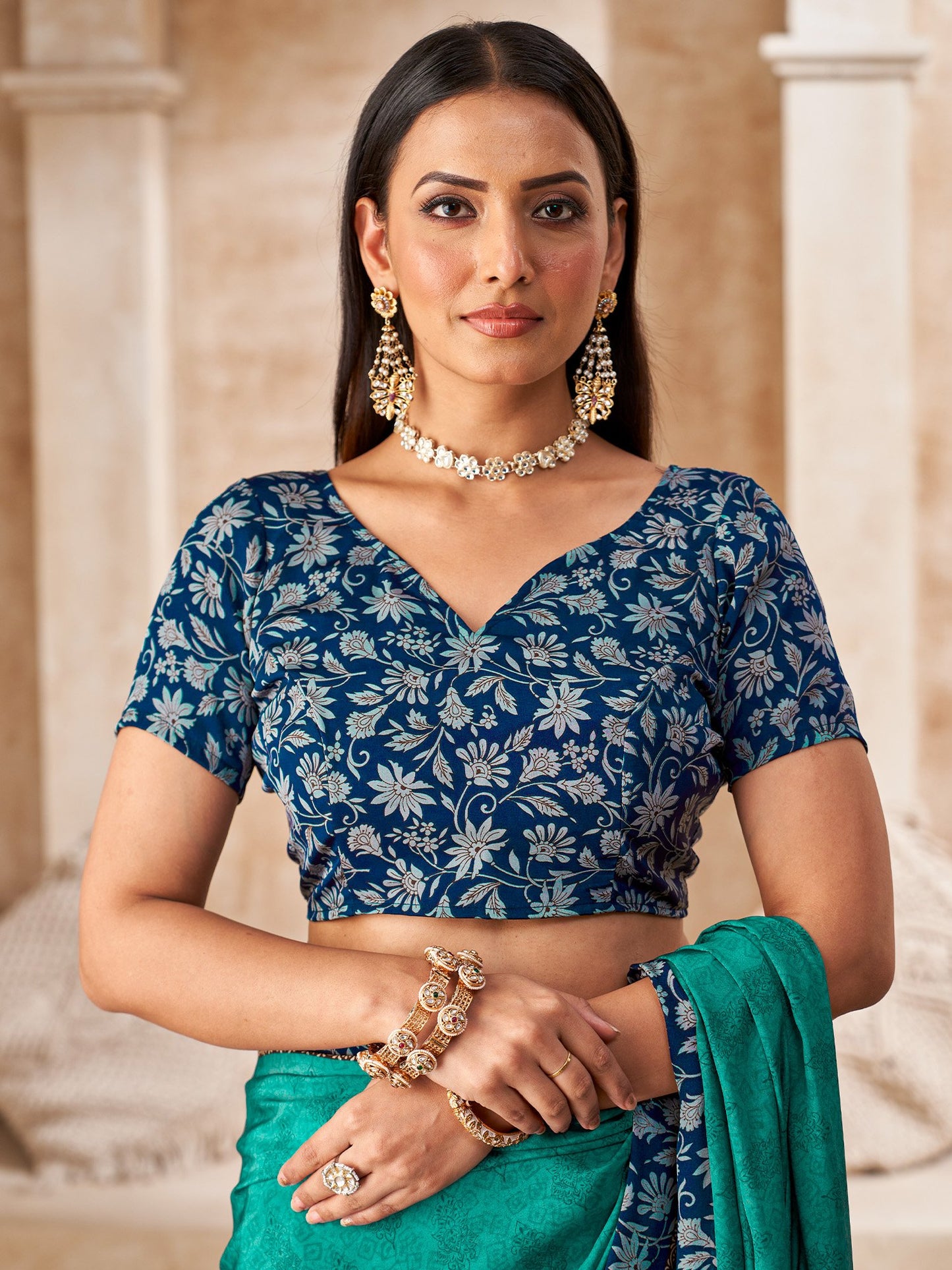 Light Bagru Crepe Printed Saree