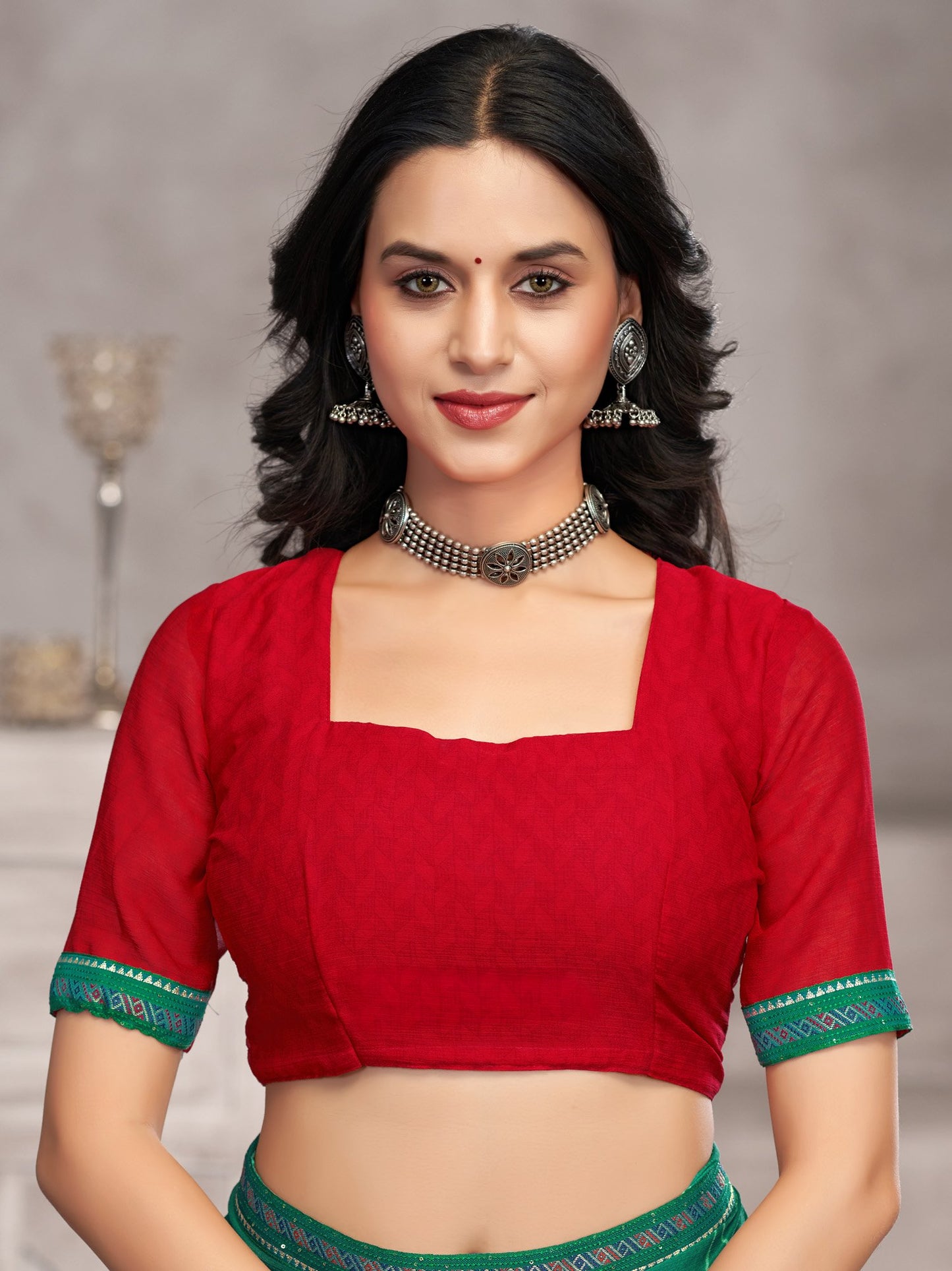 Green Party Wear Chiffon Printed Saree