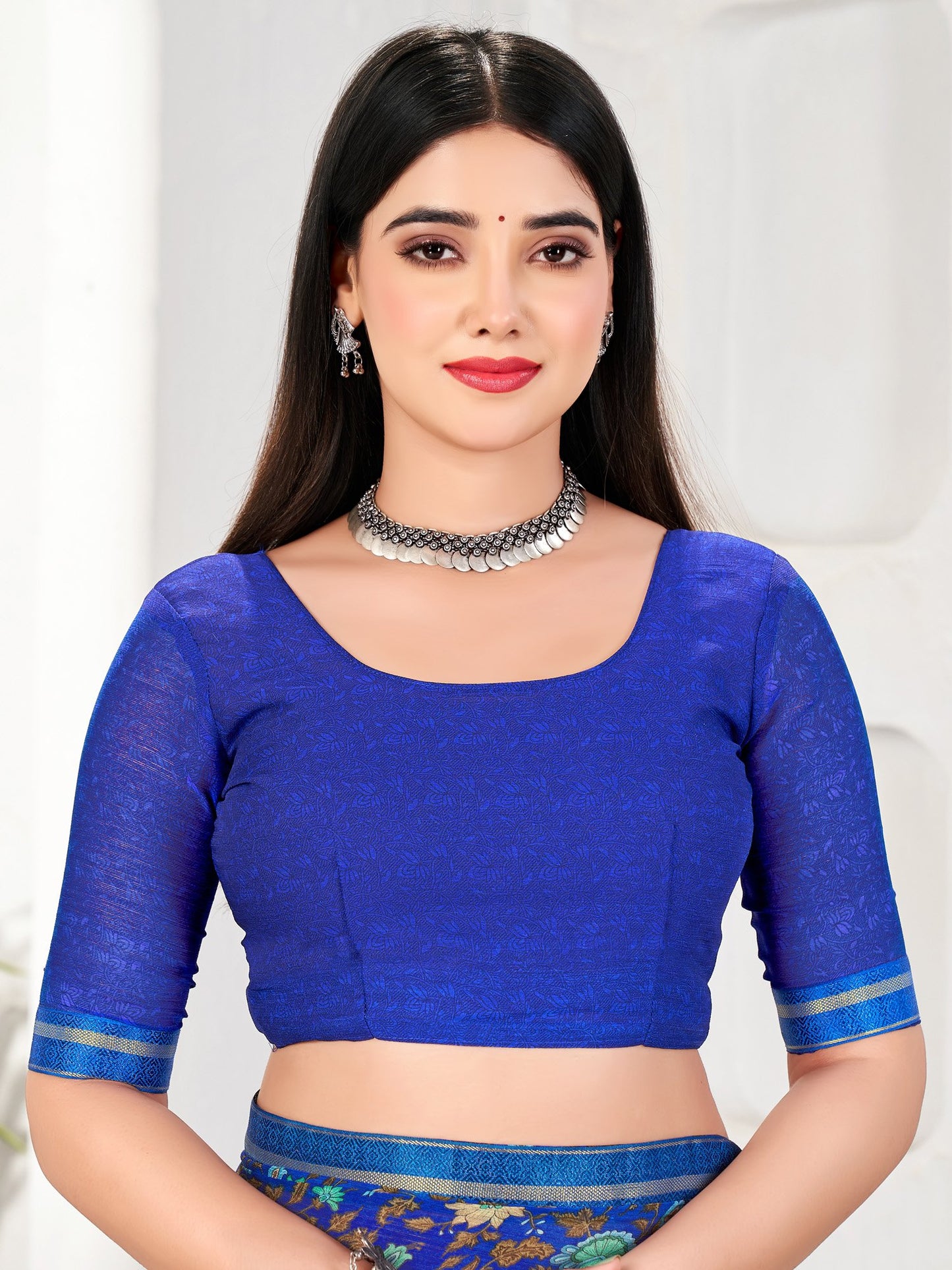 Blue Party Wear Chiffon Printed Saree