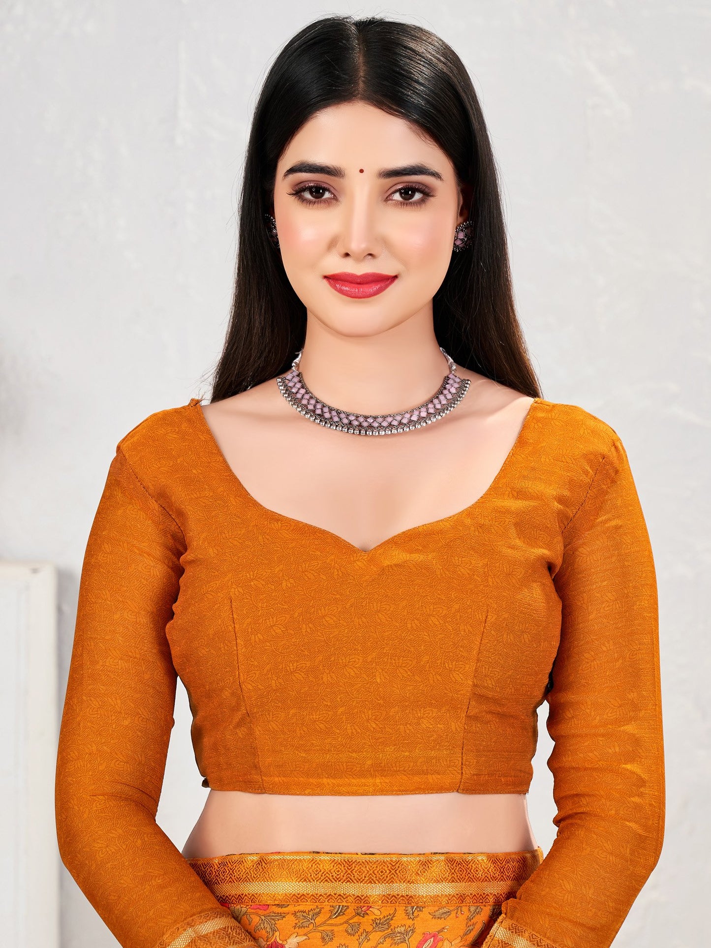 Mustard Party Wear Chiffon Printed Saree