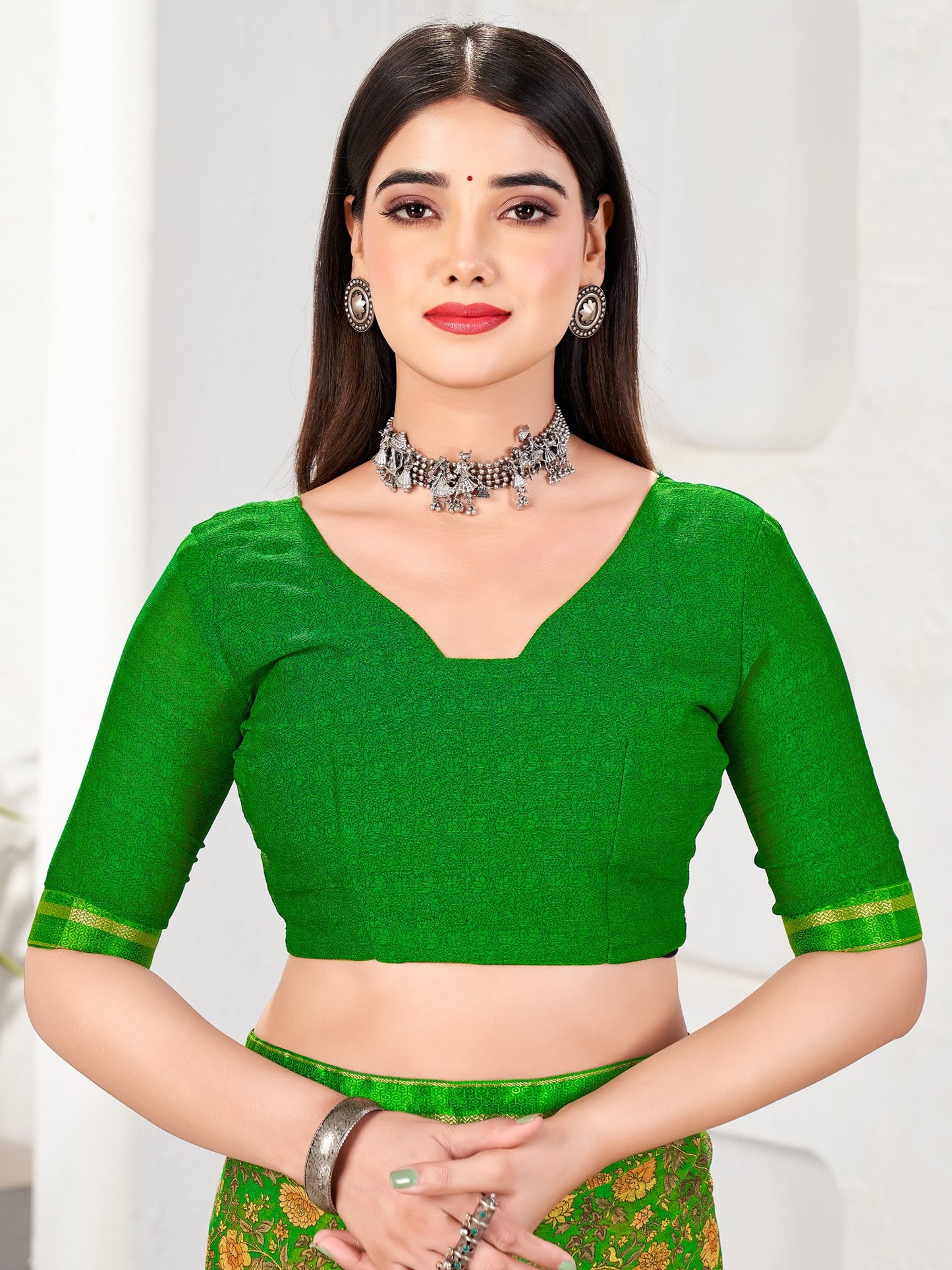 Green Party Wear Chiffon Printed Saree