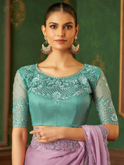 Lavendar Party Wear Chiffon Embellished Saree - The Dori Store