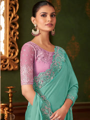 Light Party Wear Chiffon Embellished Saree - The Dori Store