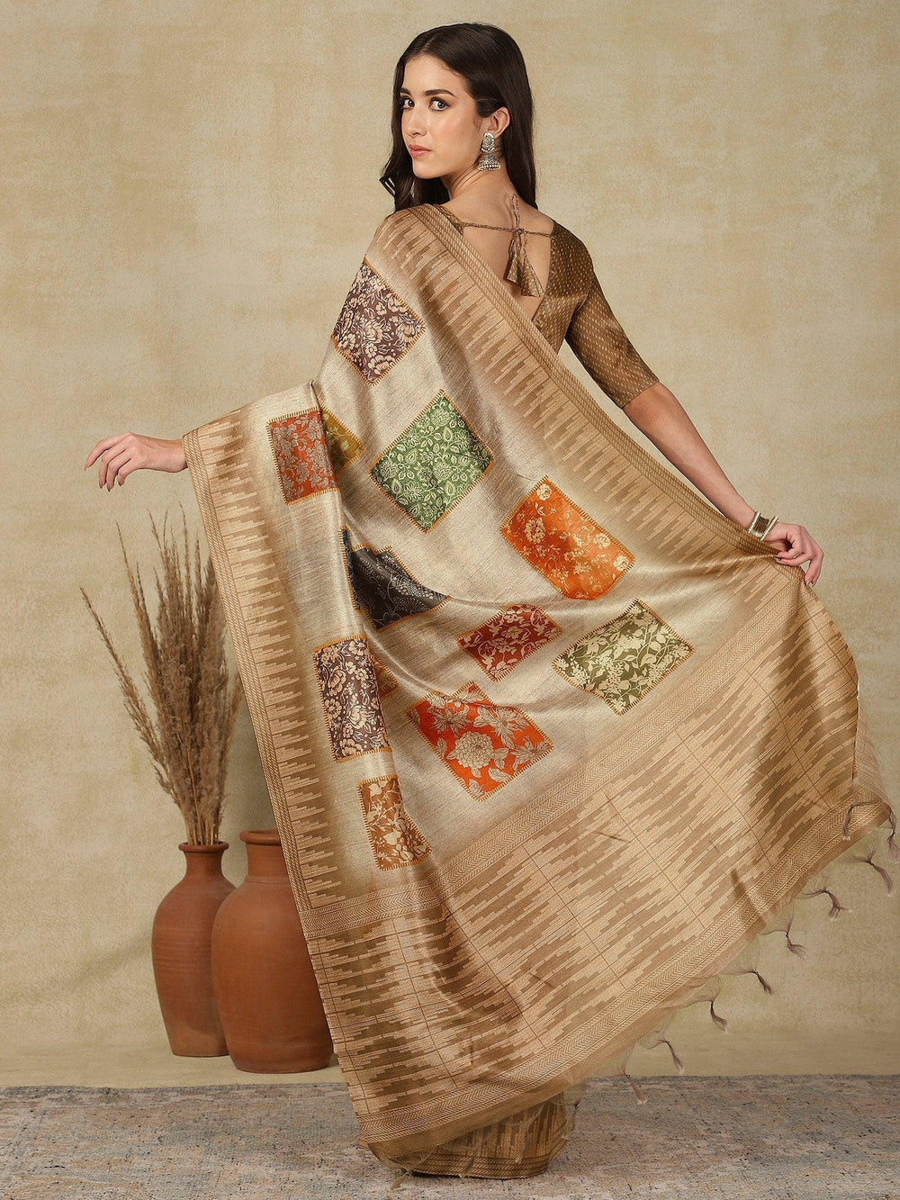 Beige Kasavu Cotton Silk Woven Saree - The Dori Store