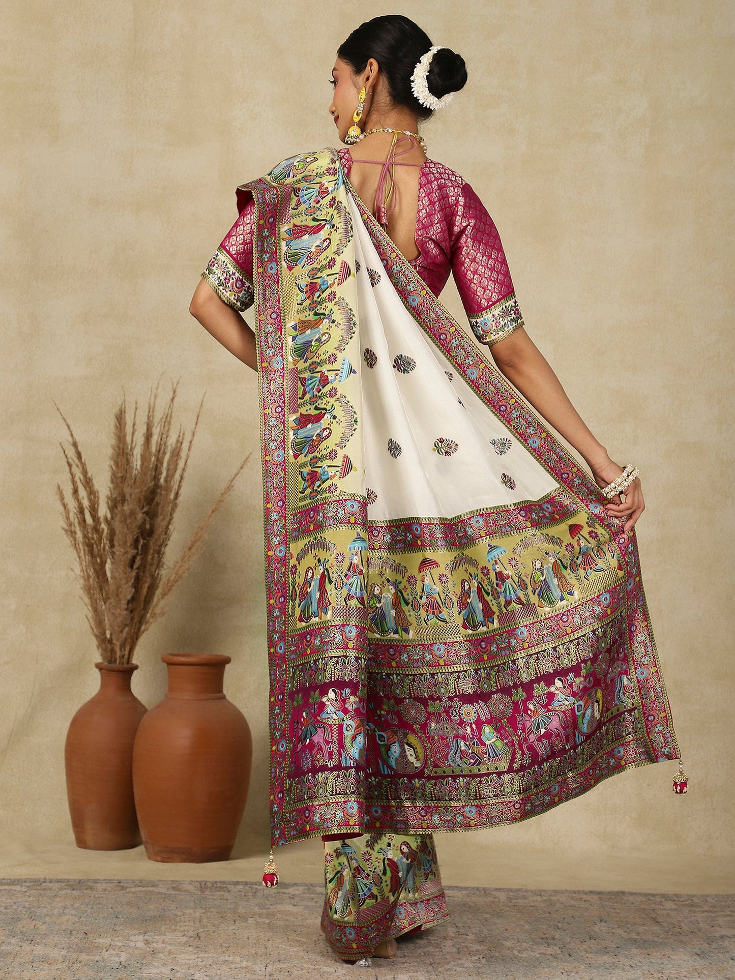 Off Patola Viscose Silk Woven Saree