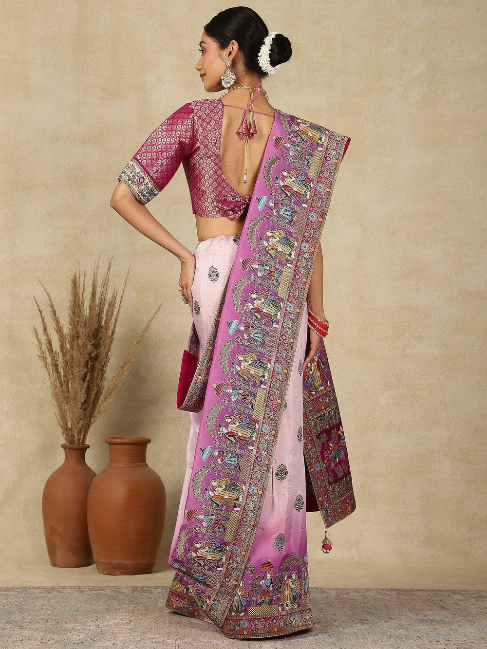 Mauve Patola Viscose Silk Woven Saree - The Dori Store