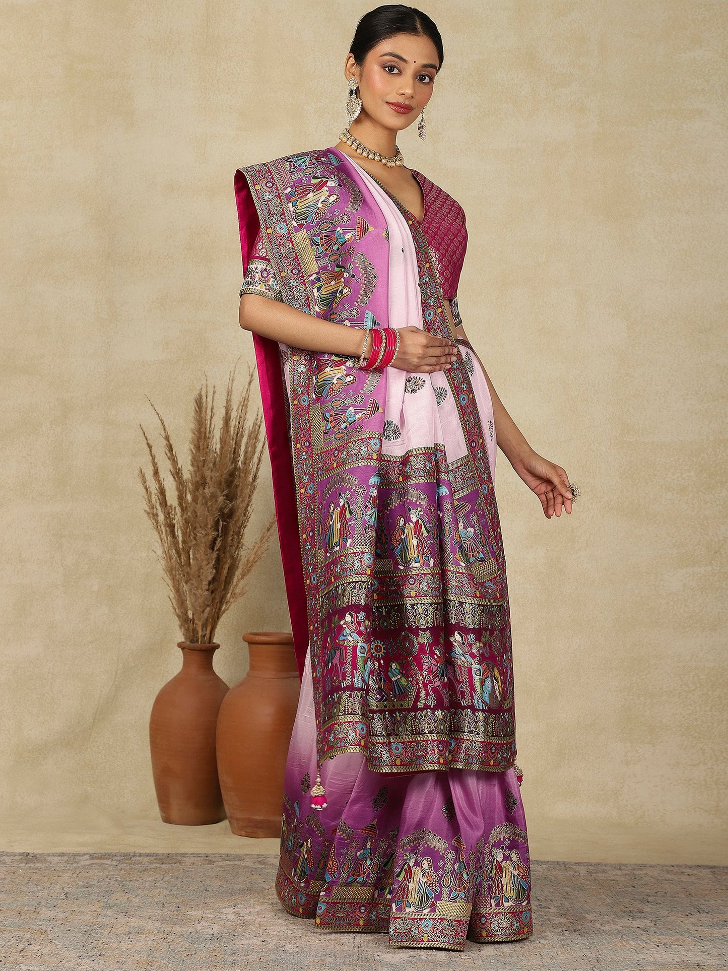 Mauve Patola Viscose Silk Woven Saree