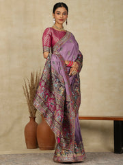 Lavendar Patola Viscose Silk Woven Saree - The Dori Store