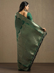 Green Leheriya Georgette Woven Saree - The Dori Store