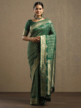 Green Leheriya Georgette Woven Saree - The Dori Store
