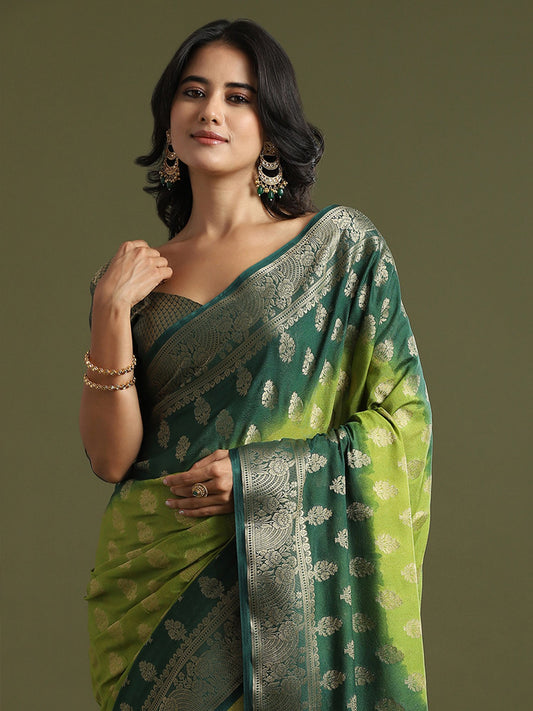 Green Light Kanjeevaram Georgette Woven Saree