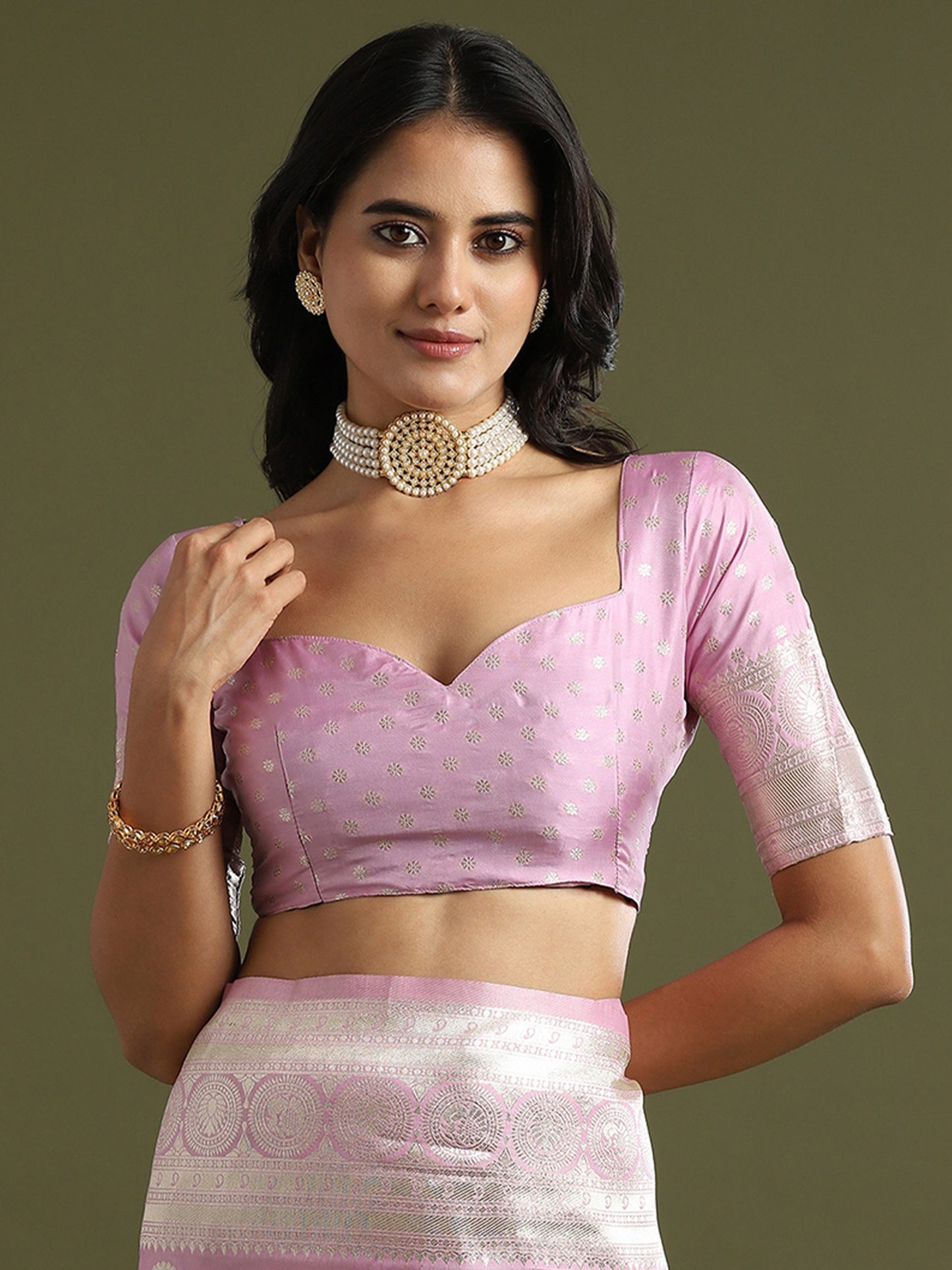 Lavendar Banarasi Soft Silk Woven Saree