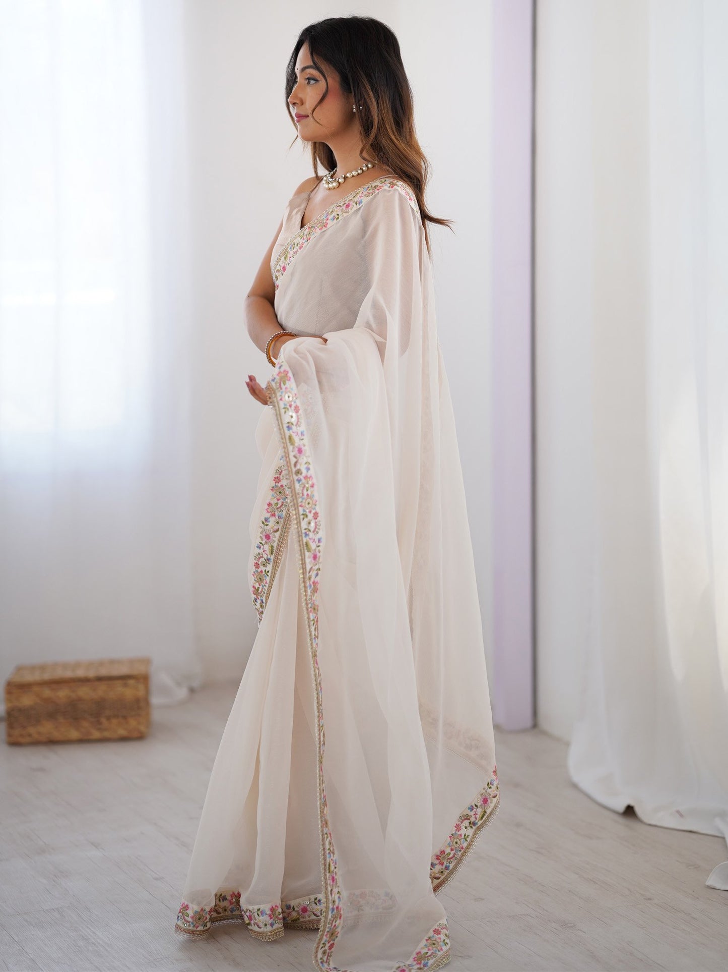 Off Party Wear Georgette Embellished Saree