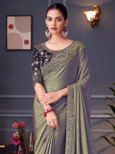 Lavendar Party Wear Pure Chiffon Embellished Saree - The Dori Store