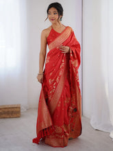 Red Kanjeevaram Dola Silk Woven Saree - The Dori Store