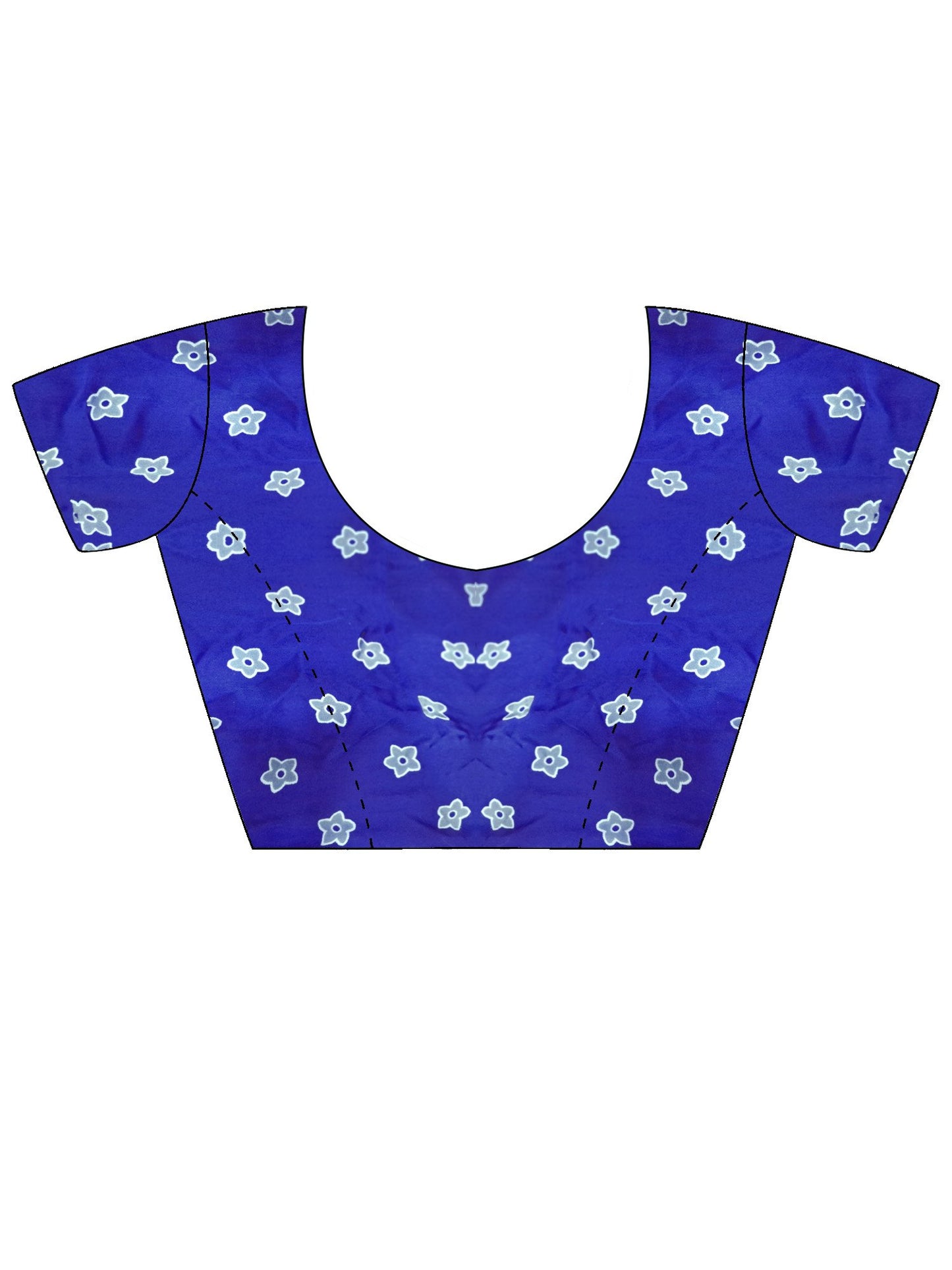 Blue Block Print Satin Printed Saree
