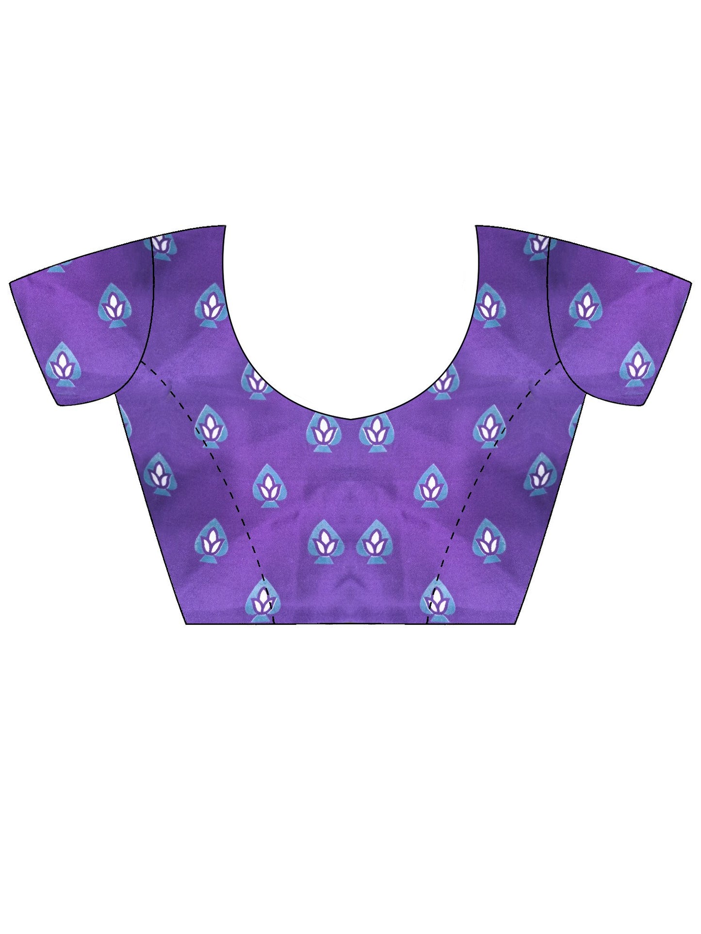 Purple Block Print Satin Printed Saree