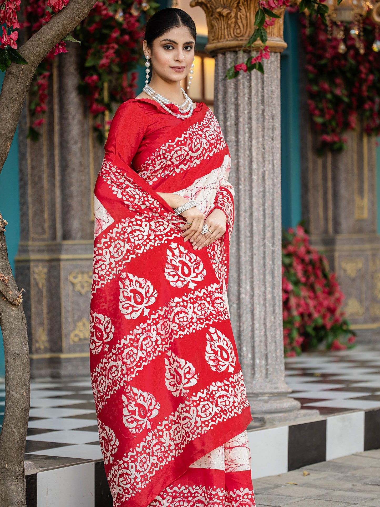Off Block Print Bhagalpuri Silk Printed Saree