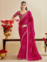 Pink Bandhani Georgette Embroidered Saree - The Dori Store