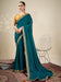 Blue Teal Party Wear Vichitra Silk Embellished Saree