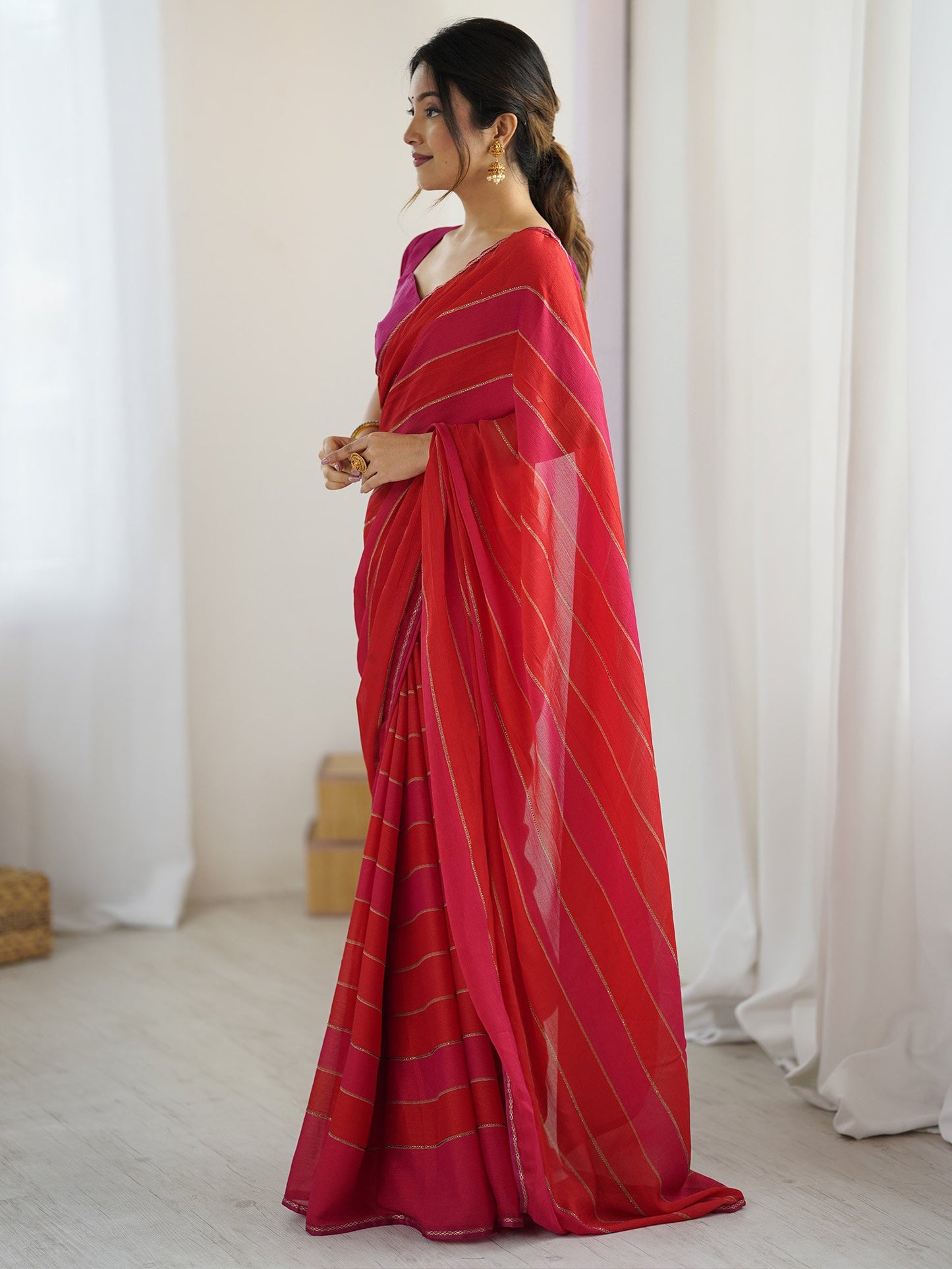 Pink Party Wear Georgette Embellished Saree