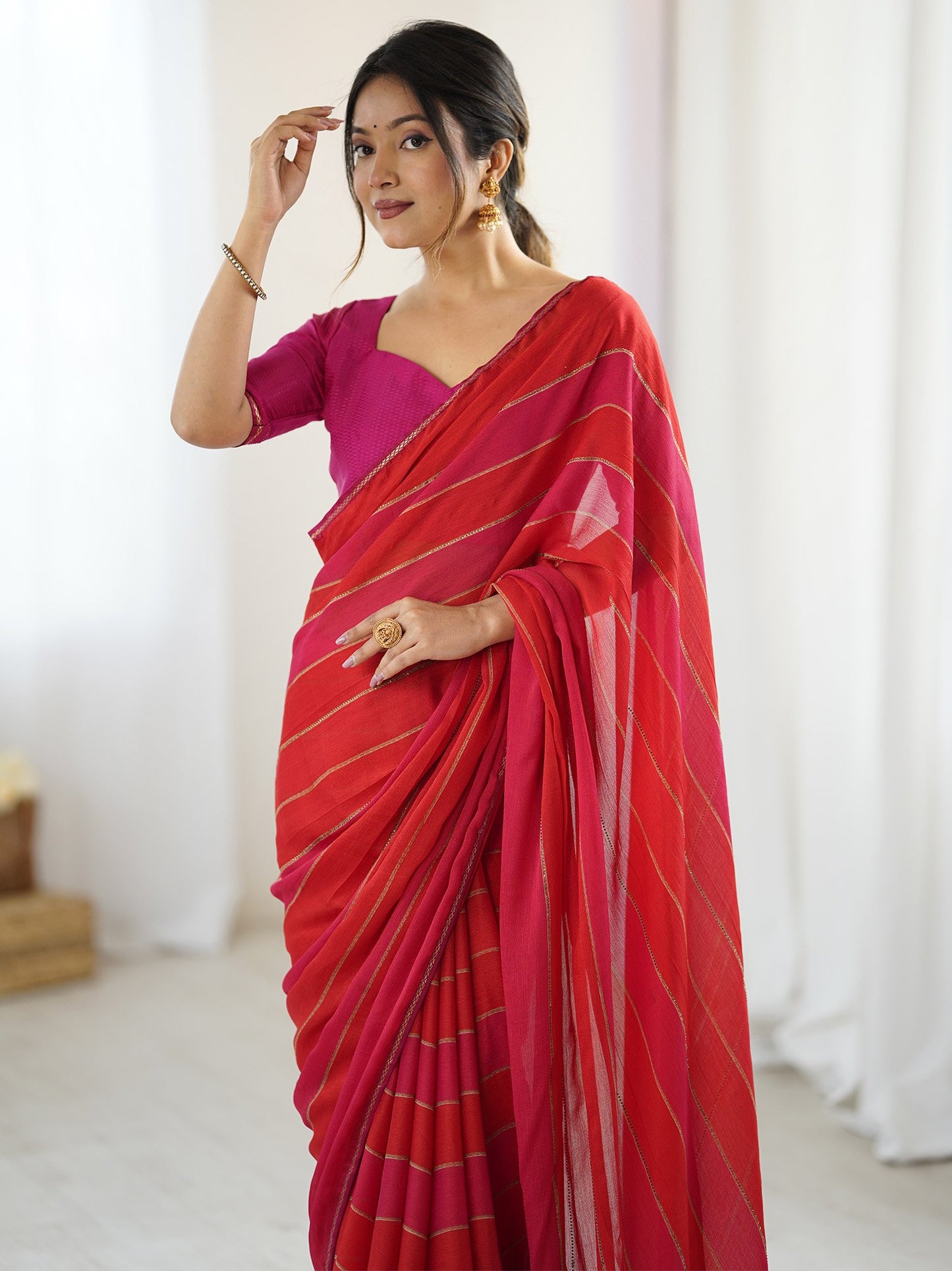 Pink Party Wear Georgette Embellished Saree
