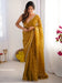 Yellow Mustard Party Wear Chiffon Embellished Saree