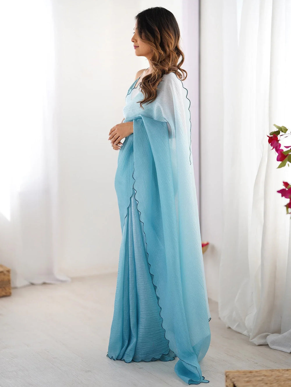 Light Party Wear Chiffon Embellished Saree - The Dori Store