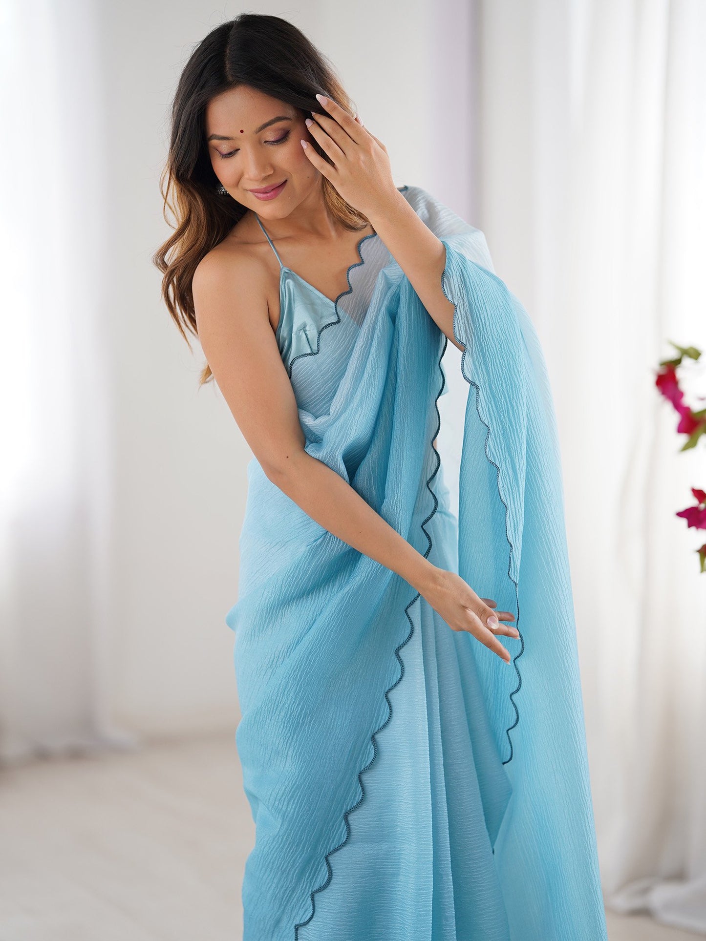Light Party Wear Chiffon Embellished Saree