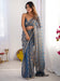 Blue Blue Party Wear Chiffon Embellished Saree