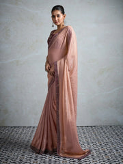 Rose Party Wear Satin Embellished Saree - The Dori Store