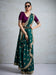Green Teal Party Wear Vichitra Silk Embellished Saree