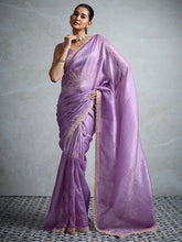 Lavendar Party Wear Tissue Embellished Saree - The Dori Store