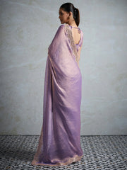 Lavendar Party Wear Chiffon Embellished Saree - The Dori Store