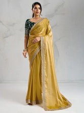 Yellow Party Wear Pure Chiffon Embellished Saree - The Dori Store