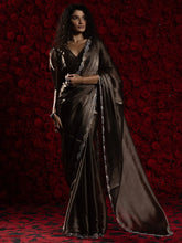 Brown Party Wear Tissue Embellished Saree - The Dori Store