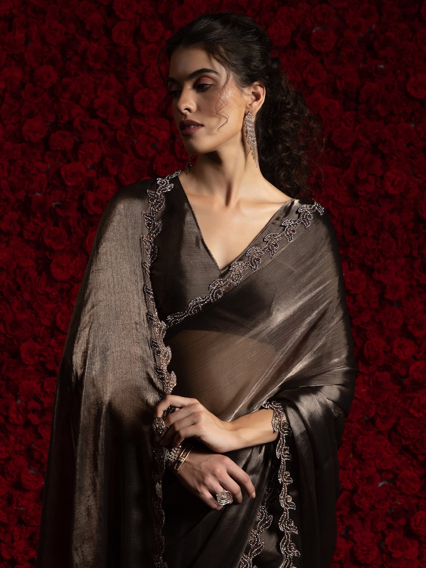 Metallic Party Wear Tissue Embellished Saree