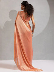 Peach Party Wear Satin Silk Embellished Saree - The Dori Store
