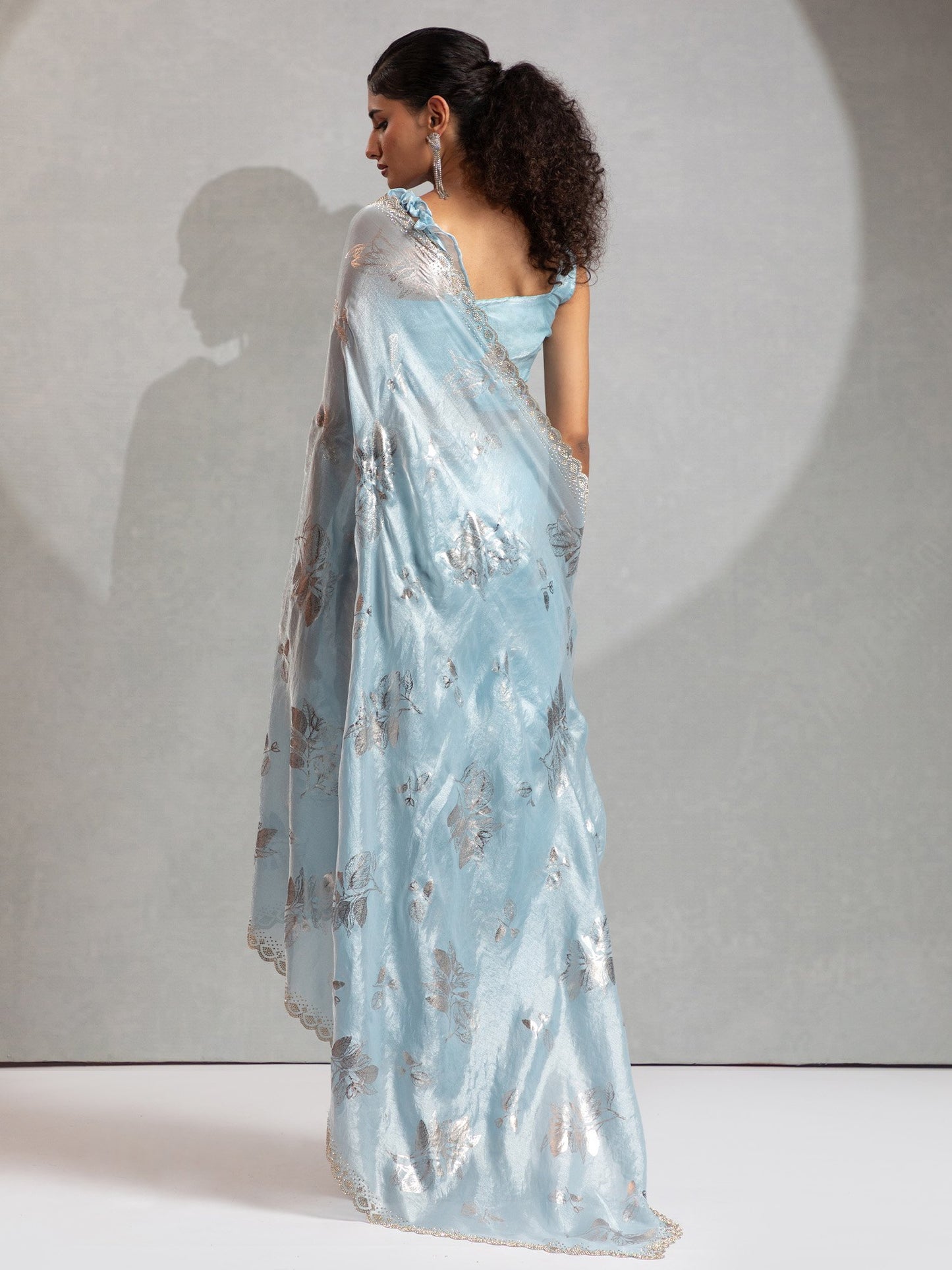 Light Party Wear Satin Silk Embellished Saree