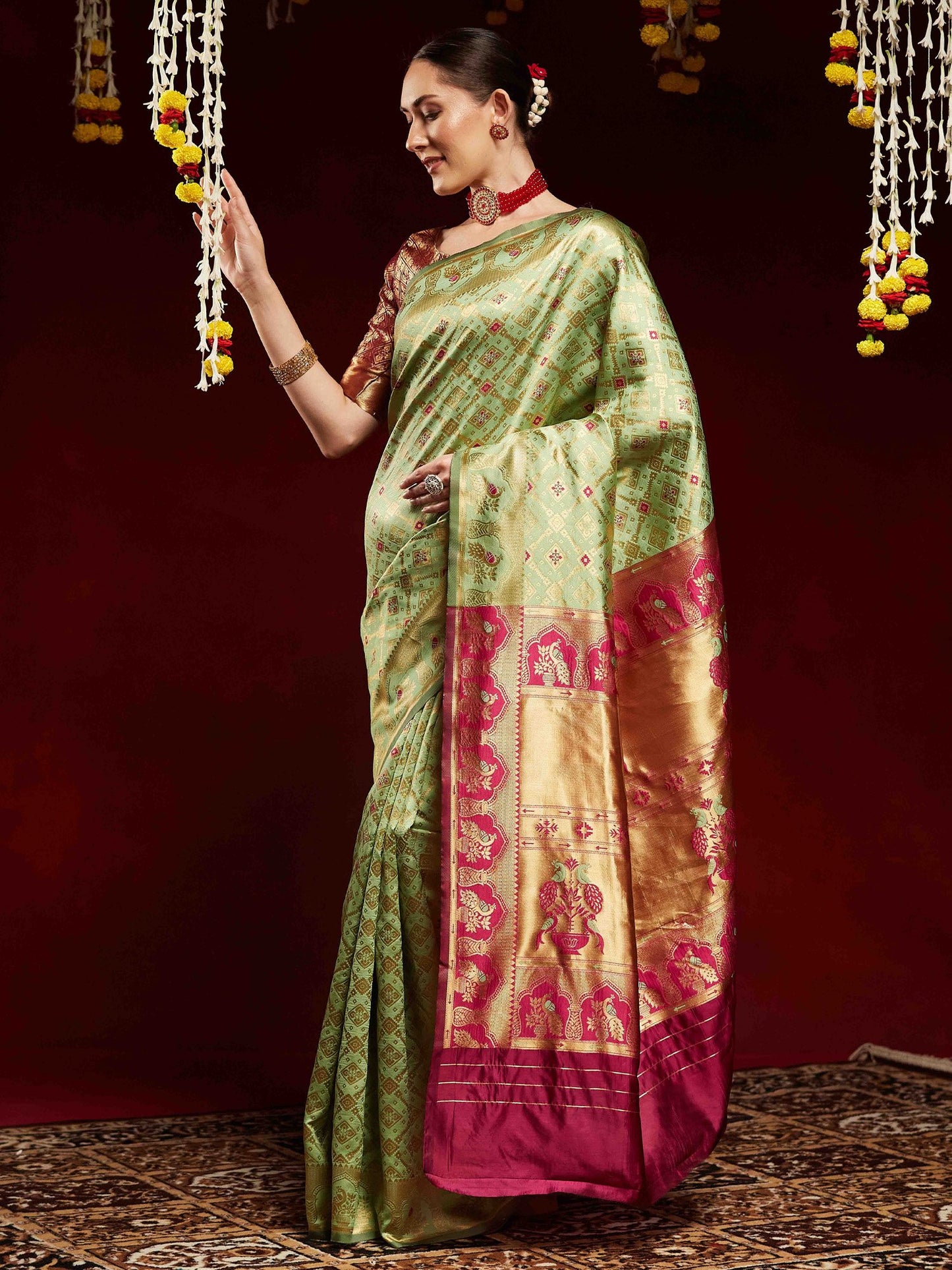 Light Kanjeevaram Litchi Silk Woven Saree