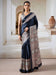 Black Black Block Print Satin Printed Saree